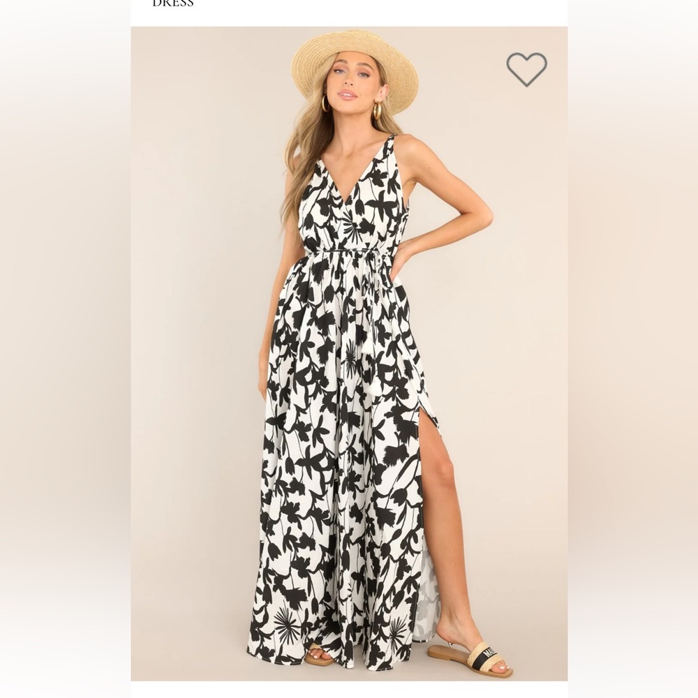 Red Dress Boutique Black and White Floral Maxi Dress